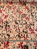Artsy Printed Silk Habotai - Blush / Brown / Raspberry