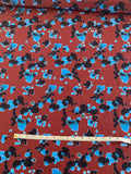 Watercolor Splatter Printed Silk Crepe de Chine - Burgundy / Blue / Black
