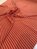 Horizontal Striped Printed Silk Crepe de Chine - Red / Beige