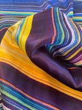 Horizontal Striped Printed Silk Charmeuse - Multicolored