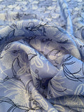 Delicate Hearts in Floral with French Script Printed Silk Habotai - Pale Blue / White / Black