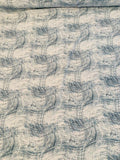 Wavy Sketch Printed Silk Crepe de Chine - Teal / White