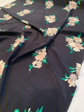 Romantic Floral Printed Silk Crepe de Chine - Black / Green / Tan / Sand