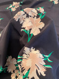 Romantic Floral Printed Silk Crepe de Chine - Black / Green / Tan / Sand