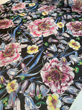 Flowers and Tulips Printed Silk Chiffon - Multicolor