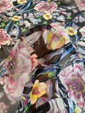 Flowers and Tulips Printed Silk Chiffon - Multicolor