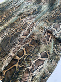 Reptile Printed Satin Silk Chiffon - Black / Olive / Brown