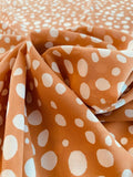 Scattered Spotted Printed Stretch Silk Chiffon - Caramel / Off-White