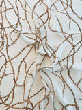 Viny Stems Printed Silk Georgette - White / Tan / Brown