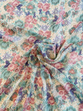 Vintage-Look Floral Printed Silk Chiffon - Pale Multicolor