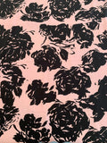 Bold Floral Printed Silk Crepe de Chine - Pink / Black