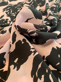 Bold Floral Printed Silk Crepe de Chine - Pink / Black