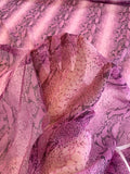 Snakeskin Pattern Printed Crinkled Silk Chiffon - Magenta / Plum / Ivory