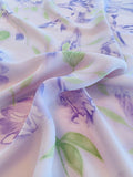 Feminine Floral Printed Silk Georgette - Lilac / Lavender / Green
