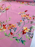 Garden Floral Printed Silk Crepe de Chine - Pink / Red / Green