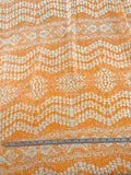Wavy Abstract Printed Silk Charmeuse - Orange / White