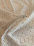Small Windowpane Cotton Shirting - White / Tan