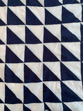 Triangular Geometric Stitched Cotton Sheeting - Navy / White