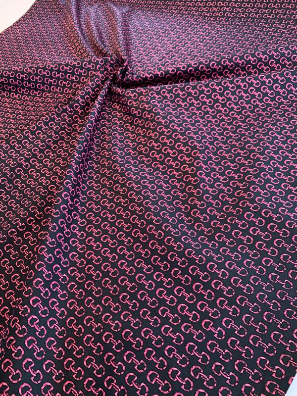 Links Printed Stretch Cotton Twill - Pink / Black