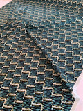 Ocean Grid Printed Stretch Cotton Twill - Teal / Black / Olive