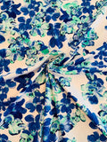 Joyful Spring Floral Printed Stretch Cotton Sateen - Royal / Lavender / Mint