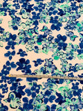Joyful Spring Floral Printed Stretch Cotton Sateen - Royal / Lavender / Mint