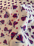 Dragonflies and Hearts Printed Cotton Voile - Ivory / Magenta / Plum / Violet