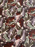 Large Leaf Printed Cotton Twill - Maroon / Lavender / Sage / Pink