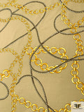 Italian Chains and Tassels Printed Stretch Cotton Poplin - Tan / Grey / Yellow-Gold