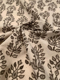 Leaf Printed Cotton Linen - Natural / Stone