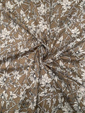 Whimsical Floral Printed Stretch Cotton - Taupe / White / Black