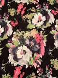 Large Floral Printed Cotton Poplin - Kiwi / Hot Pink / Black / White