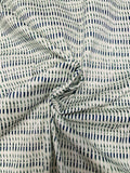 Broken Striped Printed Stretch Cotton Sateen - Off-White / Navy / Green