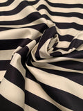 Horizontal Striped Stretch Printed Cotton Sateen - Black / Ivory