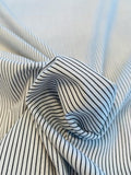 Vertical Pinstripe Yarn-Dyed Cotton Shirting - Navy / White