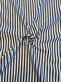 Vertical Striped Fine Yarn-Dyed Cotton Broadcloth - Denim Blue / White