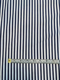 Vertical Striped Fine Yarn-Dyed Cotton Broadcloth - Denim Blue / White