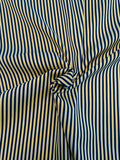 Vertical Striped Stretch Cotton Sateen - Navy / Yellow / White