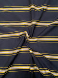 Horizontal Striped Woven Textured Cotton - Navy / Yellow / Grey