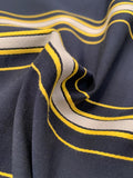 Horizontal Striped Woven Textured Cotton - Navy / Yellow / Grey