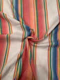 Vertical Rainbow Striped Washed Woven Cotton Chambray - Multicolor