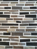 Graphic Bricks Printed Cotton Linen - Grey / Taupe / Tan /  Off-White
