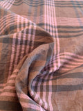 Crinkled Plaid Washed Yarn-Dyed Linen Cotton - Pink / Grey / Brown