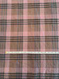 Crinkled Plaid Washed Yarn-Dyed Linen Cotton - Pink / Grey / Brown