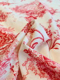 Toile Printed Linen Cotton - Red / Off-White