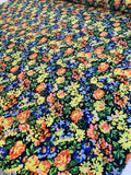 Summery Floral Printed Silk Crepe de Chine - Multicolor