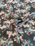 Washed-Look Floral Printed Silk Crepe de Chine - Grey / Multicolor