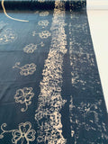 Washed Unique Print Silk Crepe de Chine - Dark Navy / Beige