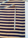 Horizontal Striped Lightweight Printed Crispy Silk Habotai - Navy / Sand