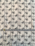 Floral Grid Printed Silk Georgette - Off-White / Black